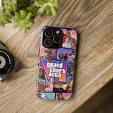 Phone Case — Retro Action Video Game Collage ("Grand Theft Auto V" Style)