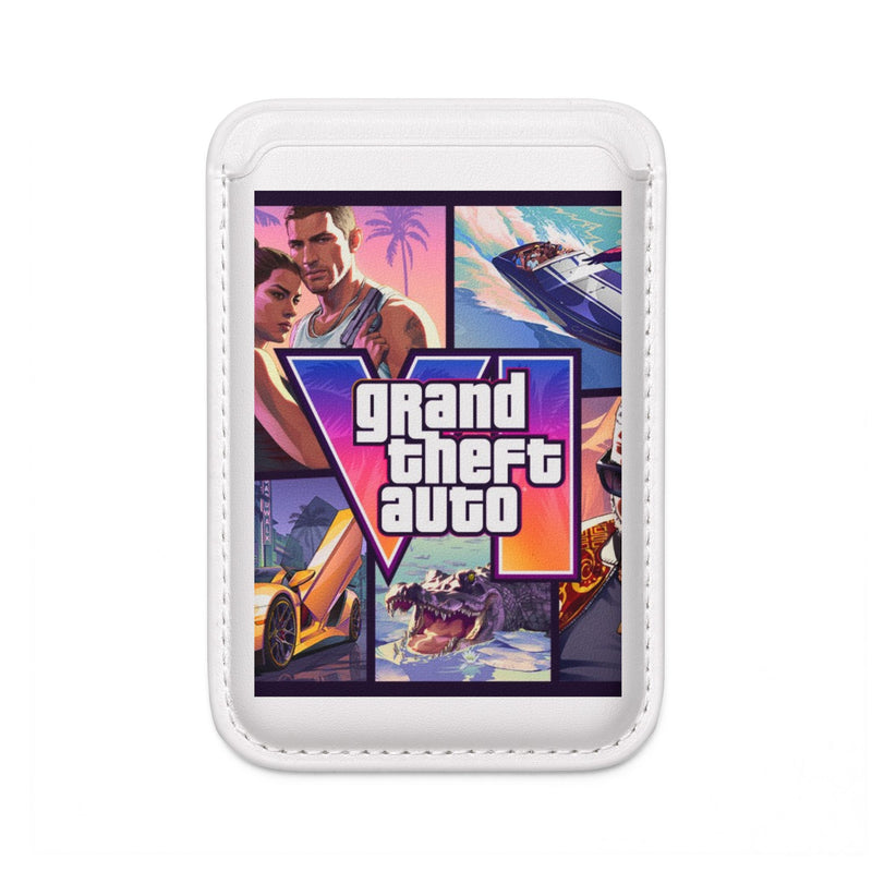 Magsafe Vegan Wallet — Retro 'Grand Theft Auto' Collage Phone Card Holder