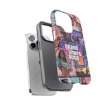 Phone Case — Retro Action Video Game Collage ("Grand Theft Auto V" Style)