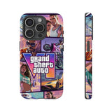 Phone Case — Retro Action Video Game Collage ("Grand Theft Auto V" Style)