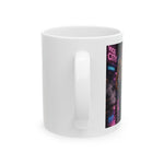 Vic City Neon Night Ceramic Mug — Cyberpunk Rainy Street Coffee Cup (11oz & 15oz)