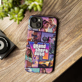 Phone Case — Retro Action Video Game Collage ("Grand Theft Auto V" Style)