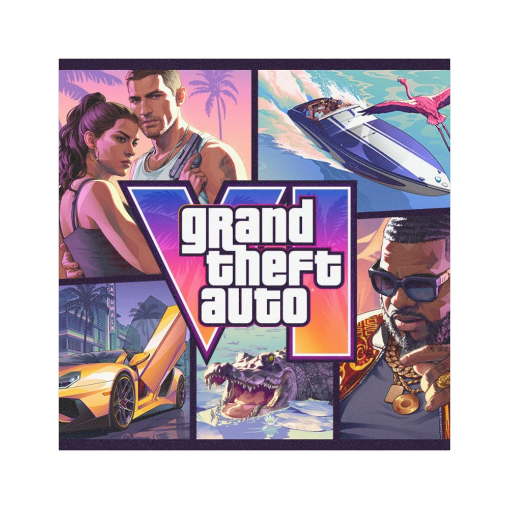Grand Theft Auto V Car Magnet — Retro Neon Game Logo Magnet