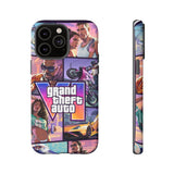 Phone Case — Retro Action Video Game Collage ("Grand Theft Auto V" Style)
