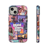 Phone Case — Retro Action Video Game Collage ("Grand Theft Auto V" Style)