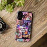 Phone Case — Retro Action Video Game Collage ("Grand Theft Auto V" Style)