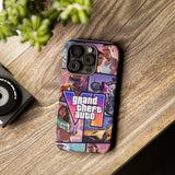 Phone Case — Retro Action Video Game Collage ("Grand Theft Auto V" Style)