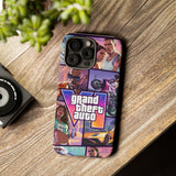 Phone Case — Retro Action Video Game Collage ("Grand Theft Auto V" Style)
