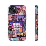 Phone Case — Retro Action Video Game Collage ("Grand Theft Auto V" Style)