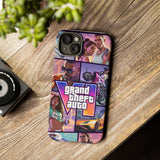 Phone Case — Retro Action Video Game Collage ("Grand Theft Auto V" Style)