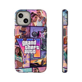 Phone Case — Retro Action Video Game Collage ("Grand Theft Auto V" Style)