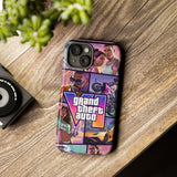 Phone Case — Retro Action Video Game Collage ("Grand Theft Auto V" Style)