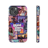 Phone Case — Retro Action Video Game Collage ("Grand Theft Auto V" Style)