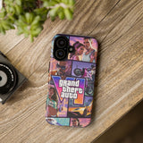 Phone Case — Retro Action Video Game Collage ("Grand Theft Auto V" Style)