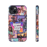 Phone Case — Retro Action Video Game Collage ("Grand Theft Auto V" Style)
