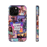 Phone Case — Retro Action Video Game Collage ("Grand Theft Auto V" Style)